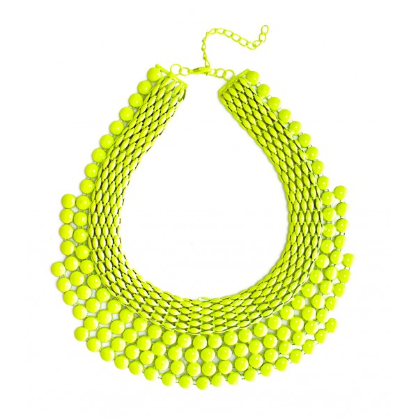 Neon Stone Tiered Chain Bib Necklace